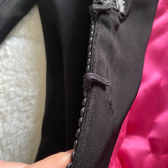 Vintage Cache Black Suit Jacket With Braided Faux Leather Piping – Size 0 - Picture 6 of 15